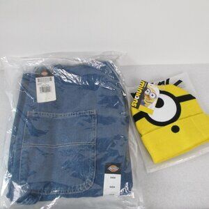 NWT DICKIES DENIM OVERALLS + MINIONS HAT!